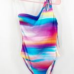 La Blanca Sunset Shores Swimsuit SZ 8 One Shoulder Ombre NWT Rainbow Multicolor Photo 2