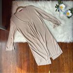 Long Sweater Jacket Flowy Neutral Tan Size M Photo 4