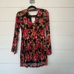 Free People Women’s 0 Tegan Red Floral Mini Dress Dark Romantic Flowers Photo 3