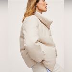 Mango  beige puffer jacket faux leather size XS NWT Photo 2