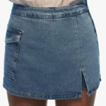 ZARA Women's Denim Wrap mini Skort Cargo Shorts Sz L Kidcore classic Photo 0