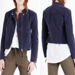 Free People  Jacket vegan suede bomber moto cool & clean womens Navy Blue size 6 Photo 1