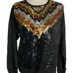 Vintage Work in Progress Silk Angora Sweater S Black Knit Sequins Gladys Bagley Photo 0