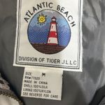 Vintage Atlantic Beach Women Silk Windbreaker M Gray White Animal Print Retro Size M Photo 7