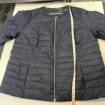 Charter Club Womens Plus Size 2X Reversible Navy Floral Puffer Jacket Zip Front Photo 12