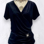 Vintage 90s Whimsygoth Glam Black Cinched Celestial Velvet Wrap Top 12 / L Size L Photo 0
