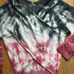 POL Tie-Dye Women's Cross Over V Neck Sweater - Black, White, and Pink Photo 1