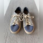 Liz Claiborne  Blue White Chambray Stripe Espadrille Platform Sneakers Size 8.5 Photo 1