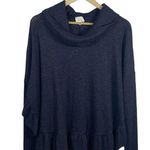 Anthropologie Postmark Orley Metallic Cowl Neck Ruffle Sweater in Navy Size XS/S Photo 1