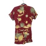 Free People Burgundy Tropical Print Short Romper Size XS Red and Gold Romper Photo 1