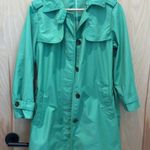 Gap  Women's Trench Coat Mint Green Belted Crop Sleeve Size Small Photo 3