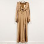 NWT‎ Billy J Brigitte Brown Satin Maxi Dress Plus Size 20 Tan Photo 3