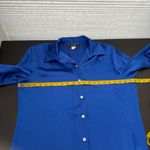 Norton Mcnaughton Vintage Blue Statin Button Front Blouse Women's Size 14P FLAWS Photo 10