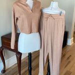 Matching Set Long Sleeve Top Jogger Pants Tan Size M Photo 5