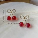 Cherry Bow Earrings Gold Photo 3