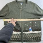 Croft & Barrow  PXL Petite XL Cardigan Sweater Zip Up Embroidered Holiday Snowmen Photo 9
