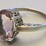 Vintage KABANA Sterling Silver Oval Amethyst Ring Size 9 Ornate Photo 3