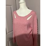Luxe Moda Beaded Ribbed Pink Long Sleeve Top Size XL Photo 1