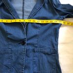 2000s Fitted Navy Blue Jean denim blazer jacket with front pockets office siren core Measurements in pics, excellent condition #grunge #preppy #minimalist Photo 2