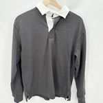 Old Navy Top Women XS Grey White Panther Long Sleeve Collared 100% Cotton Photo 0