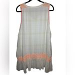 Free People Ivory Run With Me Plaid Mini Dress Size M Neon Orange Embroidery Photo 4