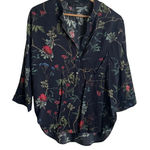 ZARA  Women Top S Navy Floral Popover Whimsigoth Cottagecore Gardencore Travel‎ Photo 0