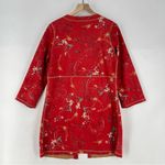 Solitaire Floral Print Faux Suede Cropped Flare Sleeve Long Line Kimono Jacket Photo 9