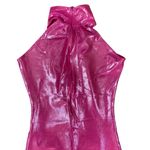 Michele Lopez Diana Bell Bottom Fitted Jumpsuit Large Barbie Pink Halter Zip Photo 5