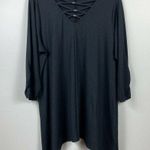 Alyx Tunic Top 2X Black Lace Up V Photo 0
