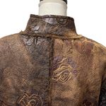 True Grit Brown Floral Rose Faux Fur Jacket Western Small L Photo 4