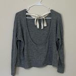 Aerie  Gray Open Back Ribbon Tie Long Sleeve Top Size XS Photo 1