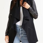 Spanx  Faux Leather Drape Front Jacket Very Black Edgy Motorcycle Gothic Coat XS Photo 4