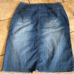 Mountain Lake VTG DENIM SKIRT Faded Seat Frayed Hem  Photo 1