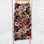 Haggar Vintage Linen Tropical Flower Print Button Front Maxi Skirt Black Pink 8 Photo 6