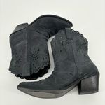 Guess By Marciano Cowboy Boots Size 8.5 Short Ankle Laser Lace Cutout Dark Gray Photo 5