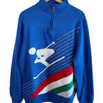 Tipsy Elves  Unisex Sweater Sz XL Ski Skiing Graphic Pullover Acrylic Blue Photo 0