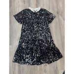 MELLO DAY Black Sequin Short Sleeve Mini Dress with Ruffled Collar XS Photo 1