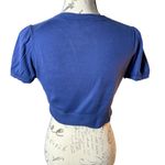 Loft | Ann Taylor  | Blue Short Sleeve Crop Cardigan One Button - Petite Small Photo 4