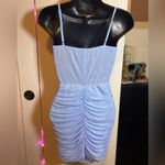 SheIn Baby Blue Ruched Mesh Bodycon Dress Small Photo 7