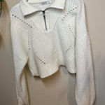 Arizona Jeans Arizona Jean Company White Knit Sweater with Zip Collar Photo 0
