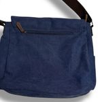 Navy Blue Canvas Messenger Laptop Bag Soft Large Crossbody Travel Work City Photo 6