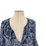 MISA Los Angeles Maya Bell-Sleeve Top Paisley Pom Trim Navy Blue Size XS Photo 3