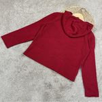 Eileen Fisher Cardigan Nubby Knit Sweater Hooded Front Zip Longsleeve in Red M Photo 5