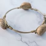 Statement Bracelet Gold Tone with Beige Accents Photo 3
