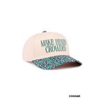 Make Heaven Crowded Embroidered Hat Cream / Teal Leopard Brim NWT Photo 3