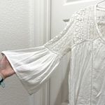 Lovestitch  White Boho Floral Crochet Bell Sleeve Peasant Top Photo 3
