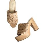 Jessica Simpson Supira Nude Platform Sandal Braided Faux Wood Mule Sandals 9.5 Photo 0