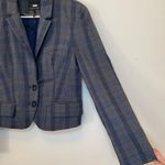 Marissa Webb | Plaid Waist Length Button Front Boy Blazer in Gray/Blue Sz Small Gray Photo 6