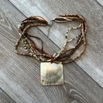 Fantastic Multi Strand Necklace Assorted Beads Brown Beige Tan Shell Pendant Photo 6