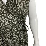 Fresh Produce Black Olive Green Women's Wrap Dress Zebra Print Size XL Photo 6